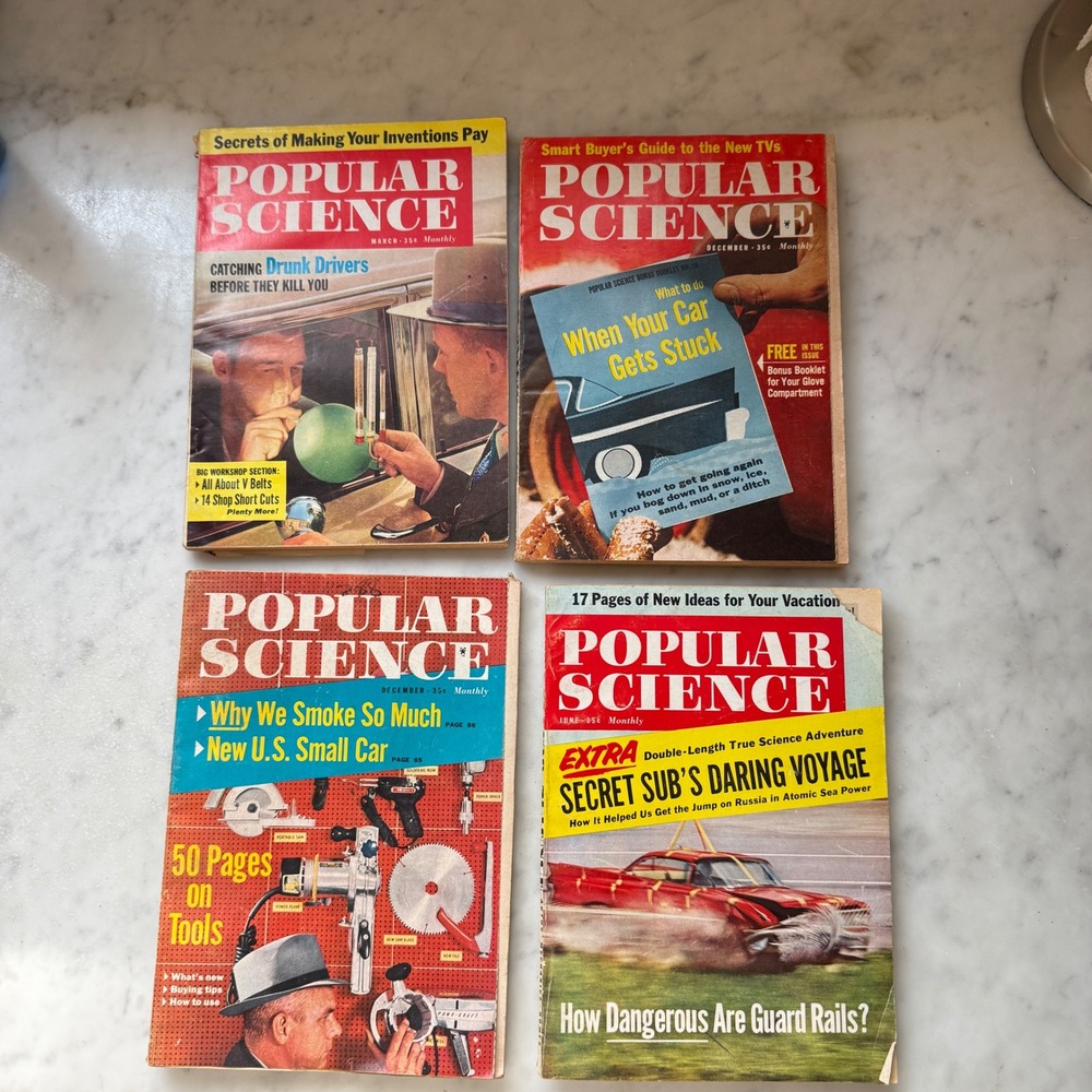 Lot 4 Vintage Popular Science Magazines 1958‎ 1959 1961 Mid Century Ads